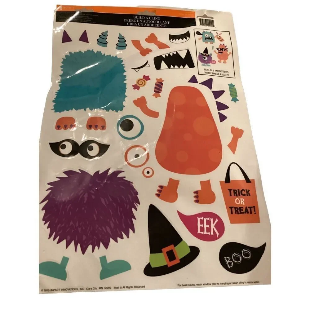 Bundle Of Halloween Makeup And Treat Bags Monster Cling Ons